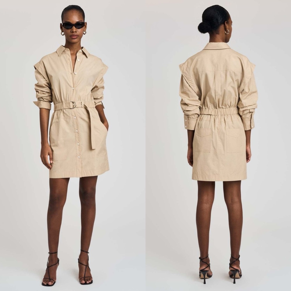 Derek Lam 10 Crosby Hadley Ruched Sleeve Shirt Dress